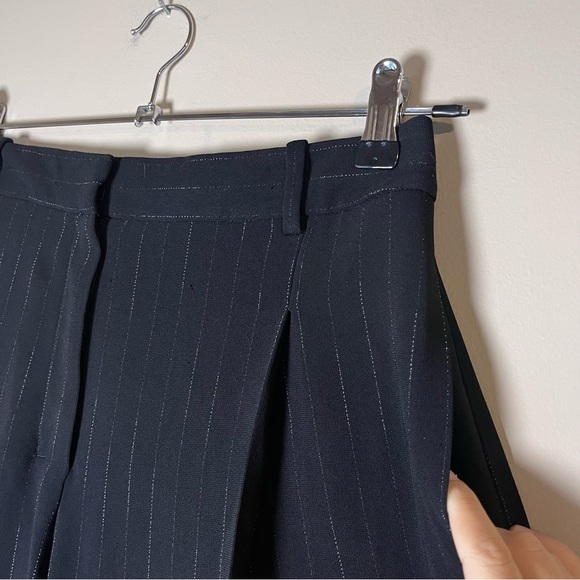 M.M. Lafleur Elliott Pinstripe Pleated Wide Leg Trousers Faded Stripe Black 6 - Picture 5 of 9